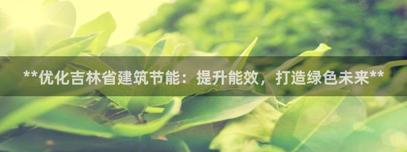 e尊国际官网app：**优化吉林省建筑节能：提升能效，打造绿色未来**